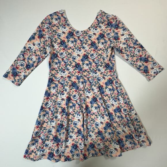 Tomsware Women’s 2XL Floral Fit & Flare Dress Peach Blue Roses 3/4 Sleeve - Picture 7 of 7